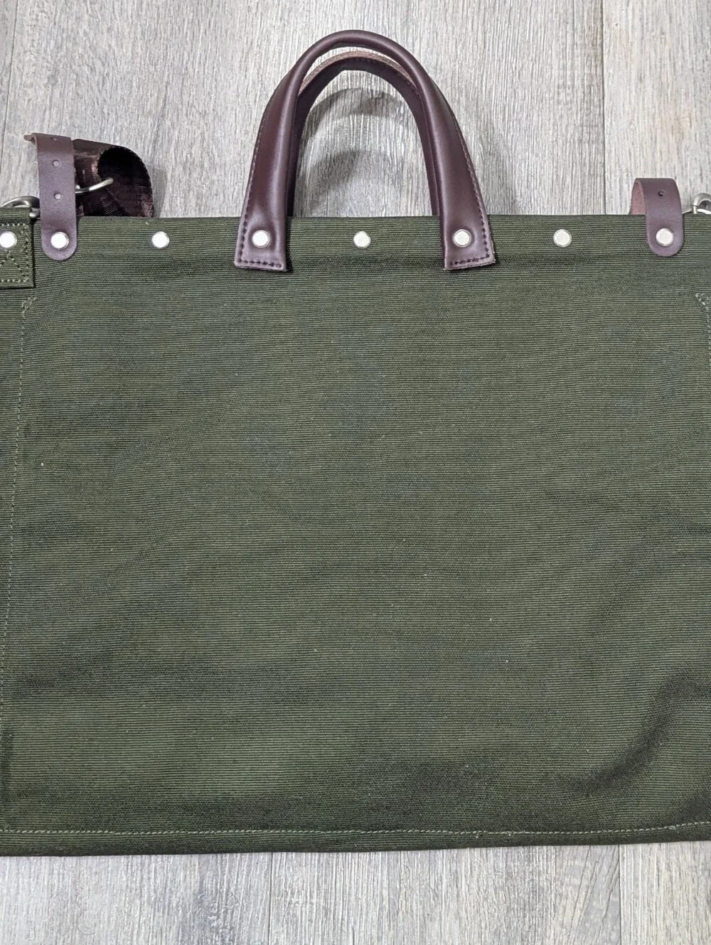 Line of Trade Olive Green Canvas Weekender with Brown Trim